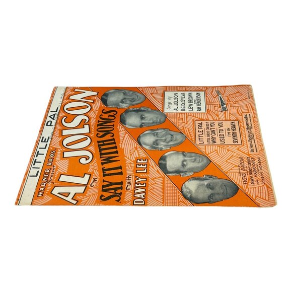 Little Pal Al Jolson Say It With Songs Sheet Music Vintage 1929 Warner Bros Jazz - Picture 4 of 5